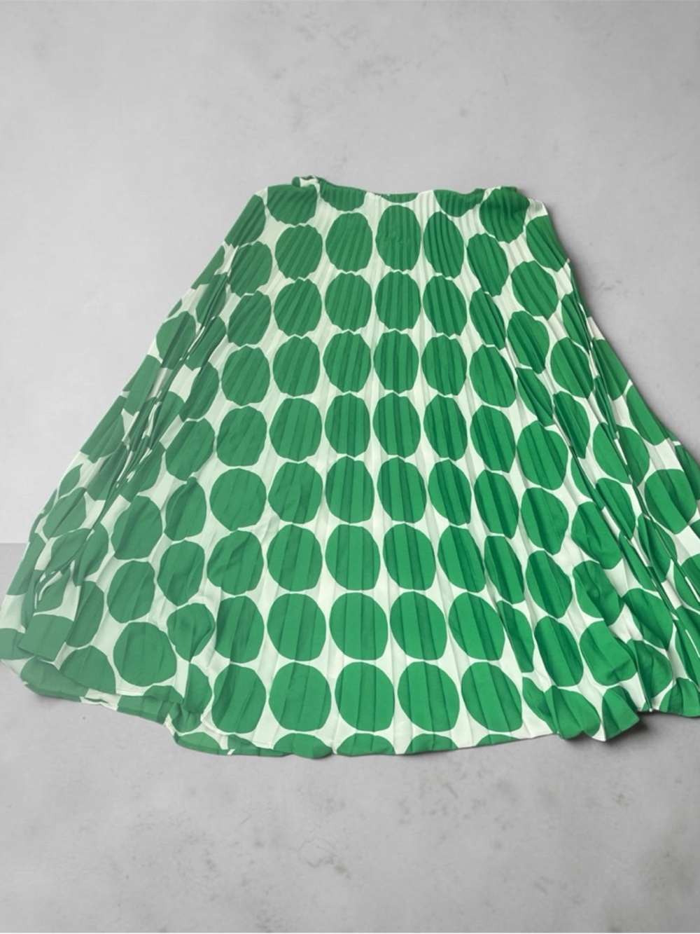 Green Polka Dot Pleated Skater Skirt